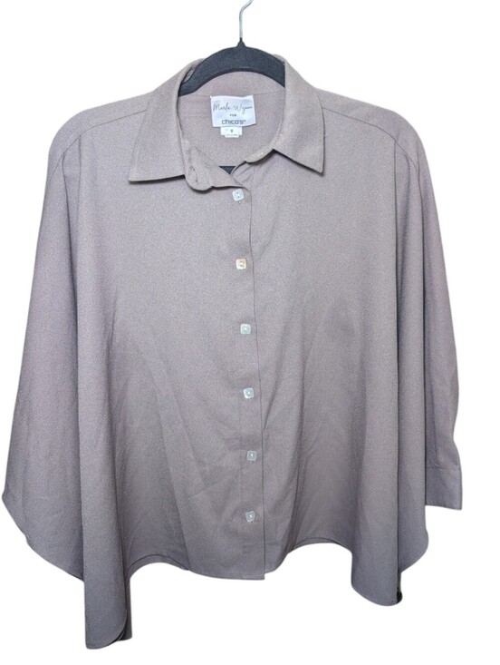 Chico's Tops - Chico's Button-Front Taupe Cropped Blouse